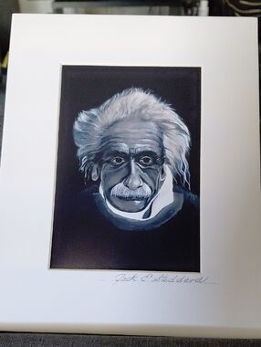 Albert Einstein Paintingnby Jack E. Stiddard 8x10 Photo on 11x14 Mat